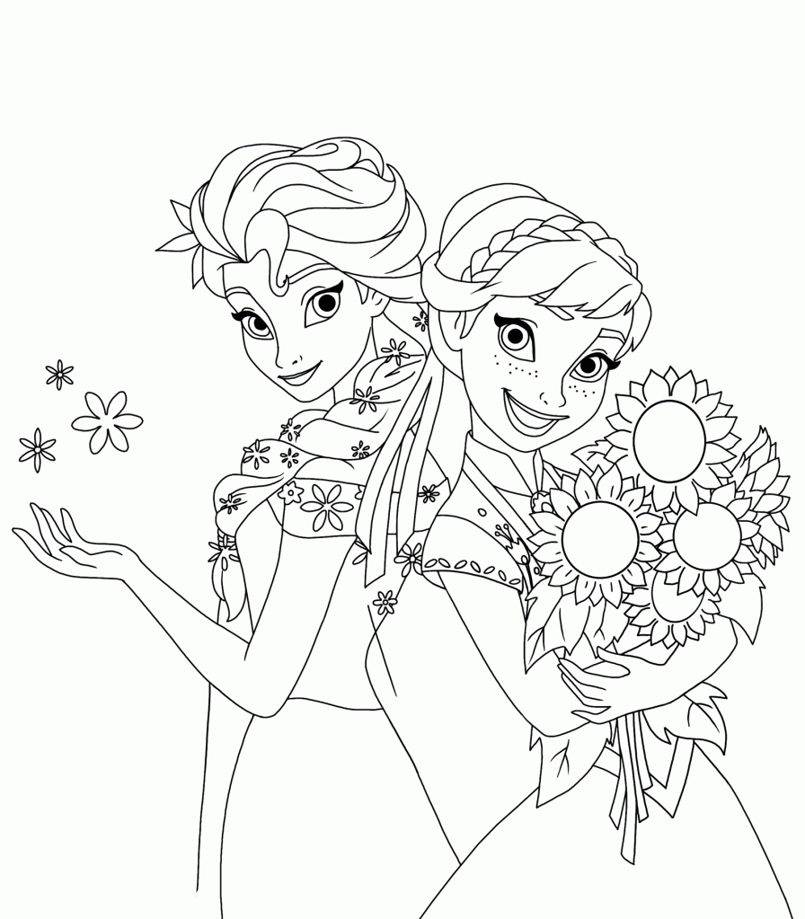 Tranh tô màu Elsa và Anna 9 « in hình này