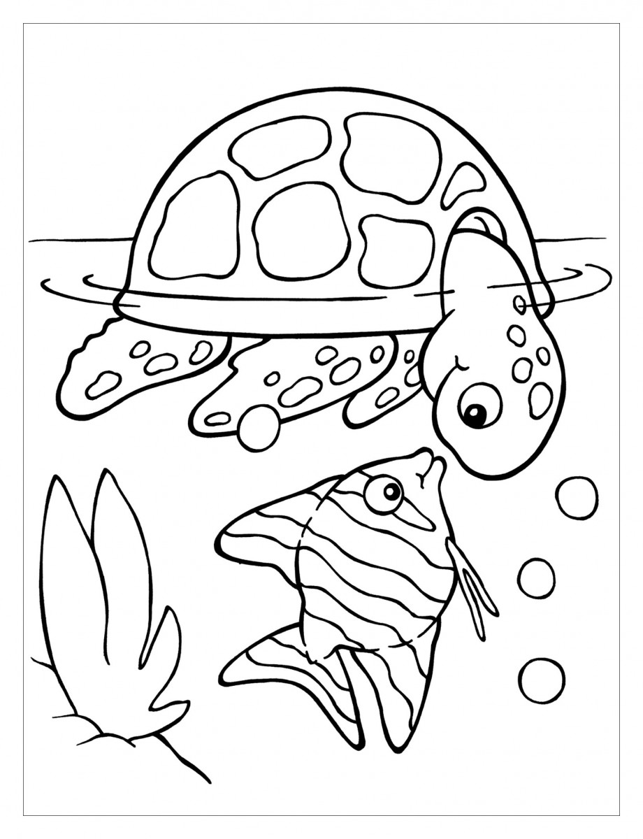 Tranh cho bé tô màu con rùa dưới đại dương « in hình này