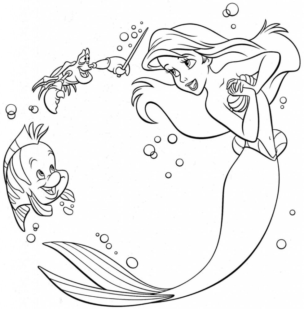 Tuyển tập hình tô màu Nàng Tiên cá xinh đẹp dành tặng bé