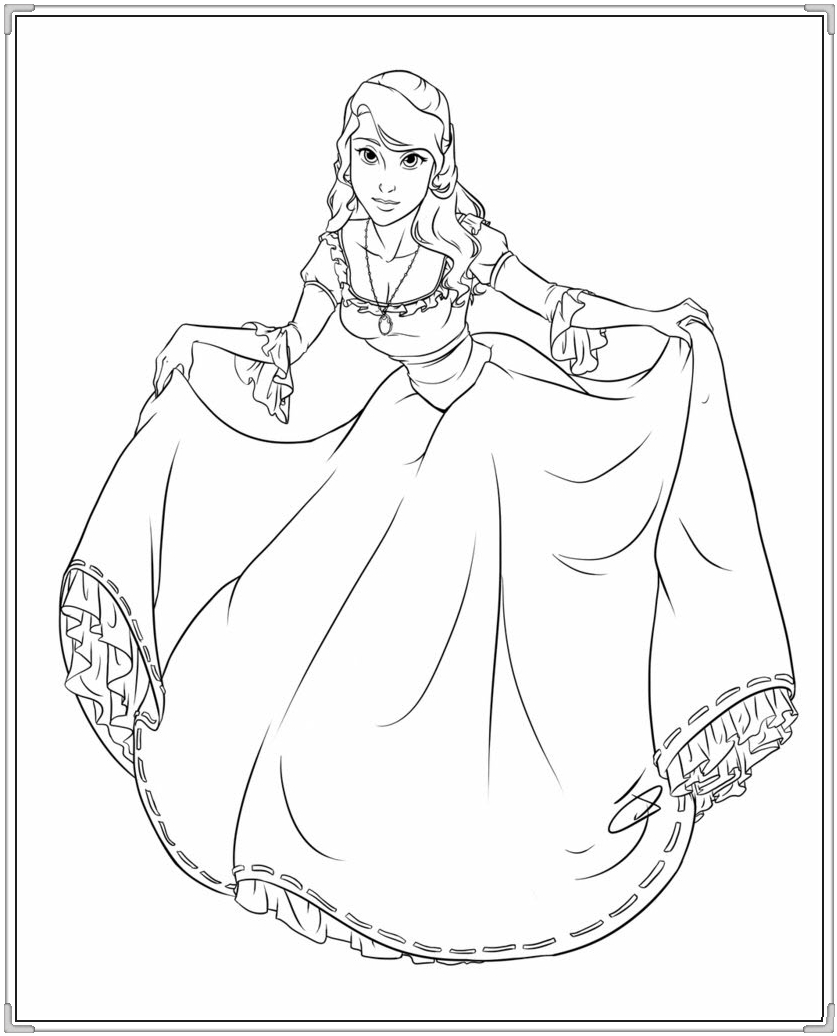 Tranh tô màu công chúa Elsa đơn giản cho bé gái